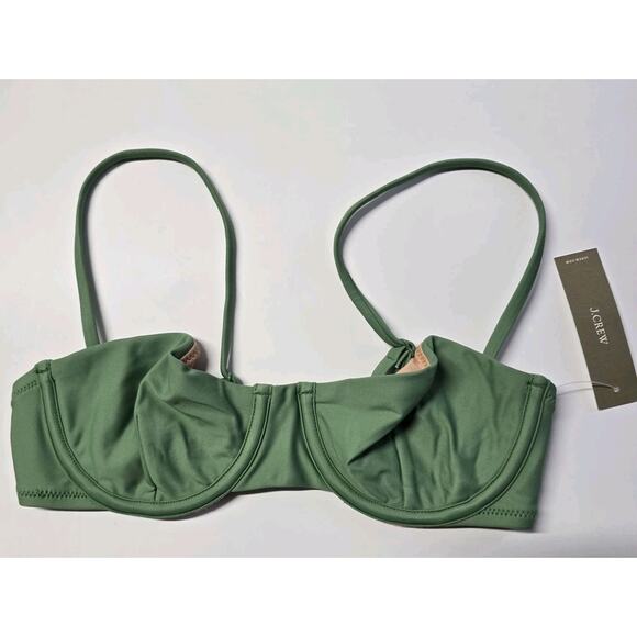 J.Crew‎ Balconette Underwire Bikini Top Olive Green Swim Sze 32B NWT BX612 - Picture 1 of 6